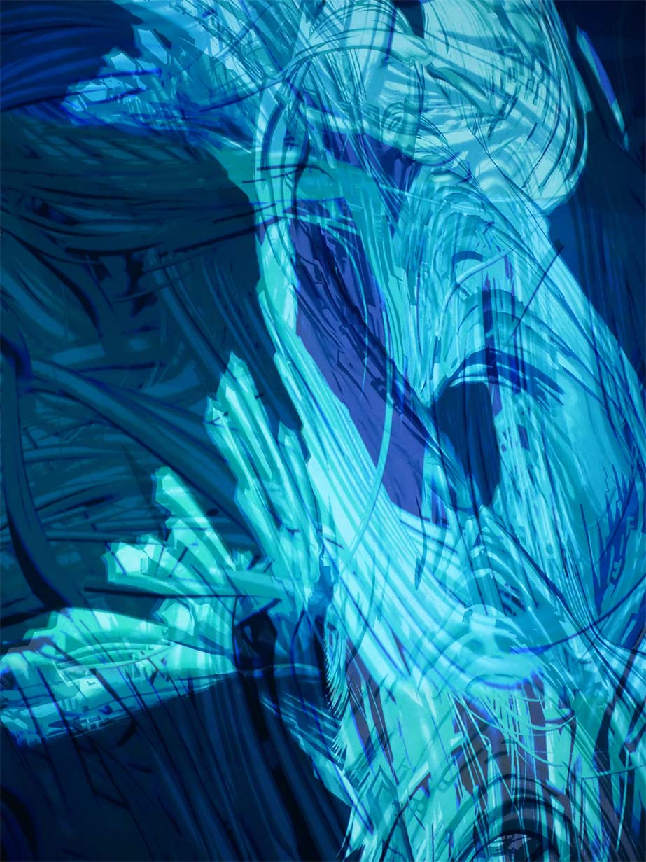 Projection of waves on a mural in Aruba