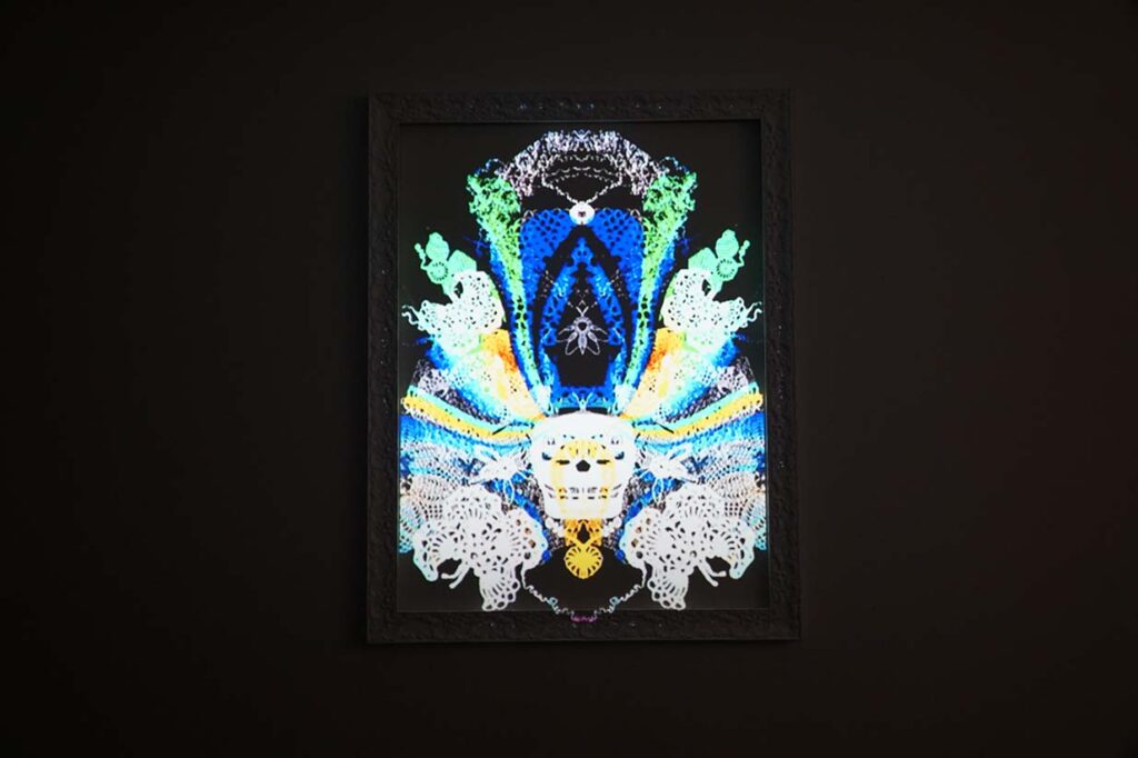 Digital crochet of Georgia O'keeffe inspired image