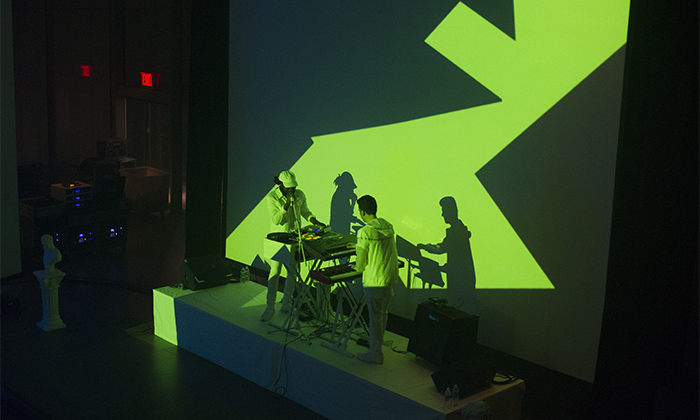 Projection onto performers and screen